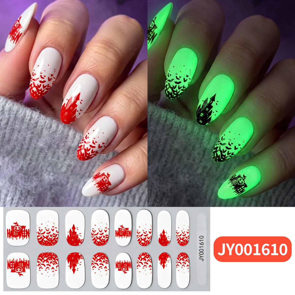 Halloween-Themen Glow-in-the-Dark Nagel-Wraps