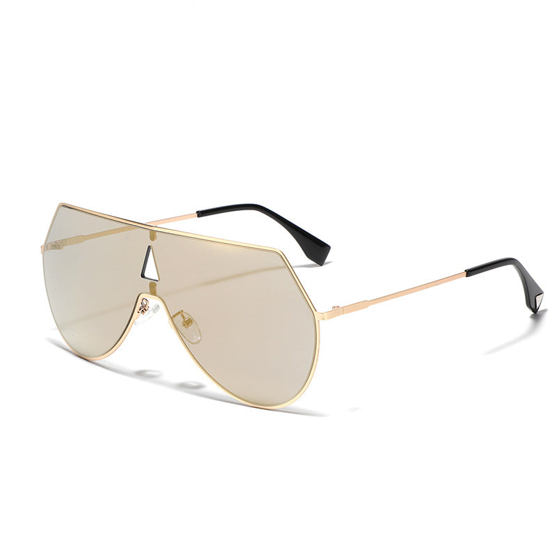 Damen futuristische Oversized-Sonnenbrille mit schützendem Metallrahmen Brehn