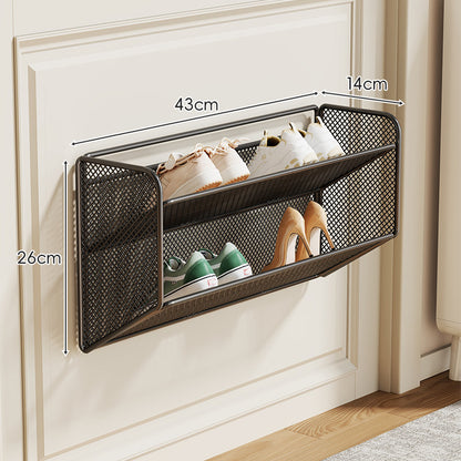 Wandmontierter Klappnetz-Schuhregal-Organizer für schlanke Eingänge