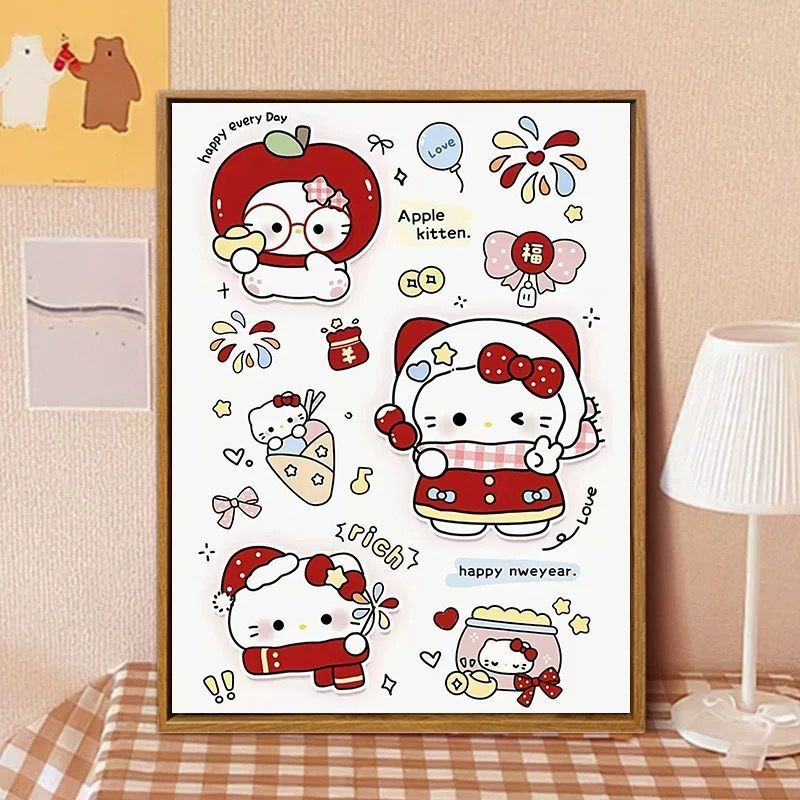 Hello Kitty-inspirierte Cartoon-Wandkunst Druck Brehn