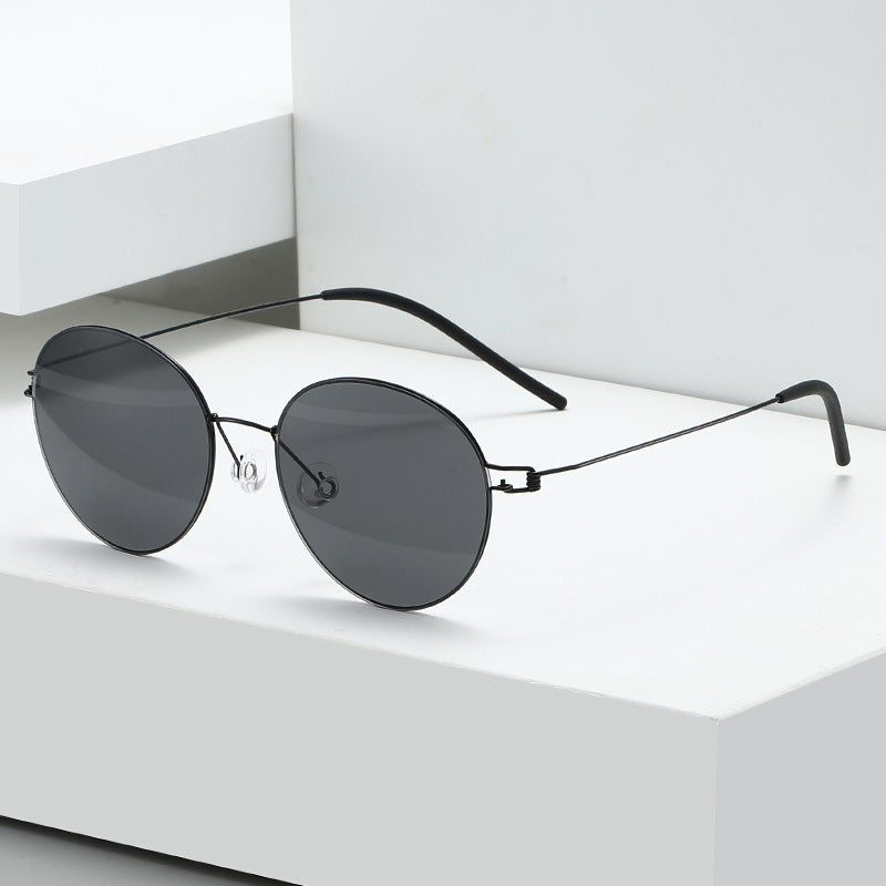 Damen runde Sonnenbrille mit leichtem Metallrahmen und gradienten Gläsern Brehn