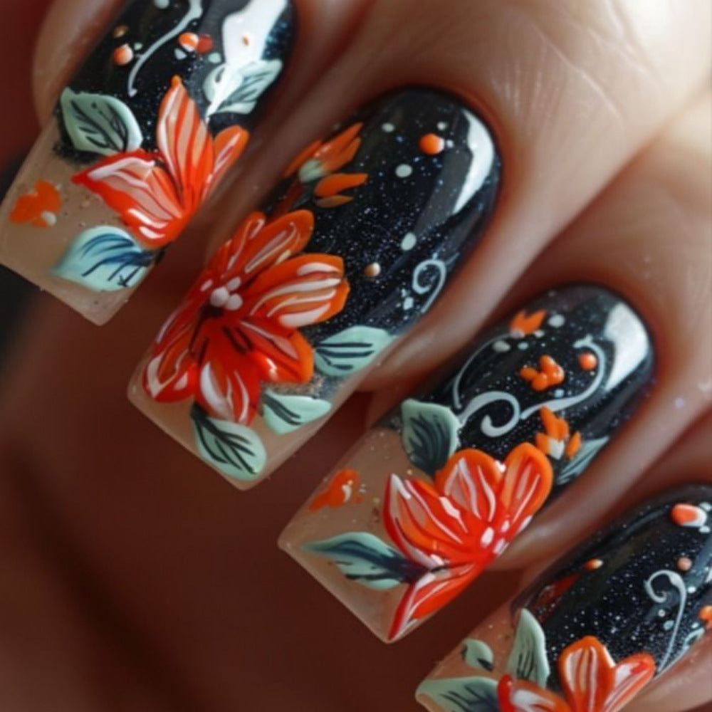 Kreative Kunstnägel mit floralem Design Brehn