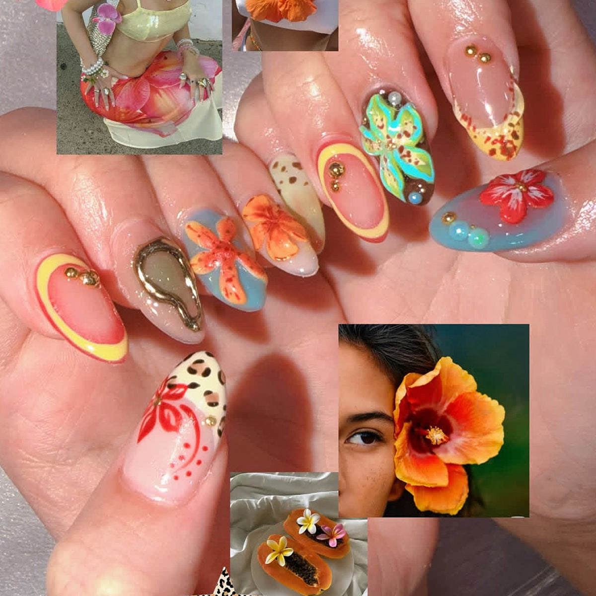 Kunstnagelset mit floralen Akzenten Brehn
