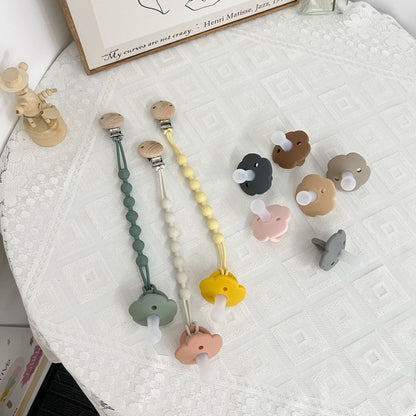 Silicone-Bead-Schnullerclip mit Holzhalter