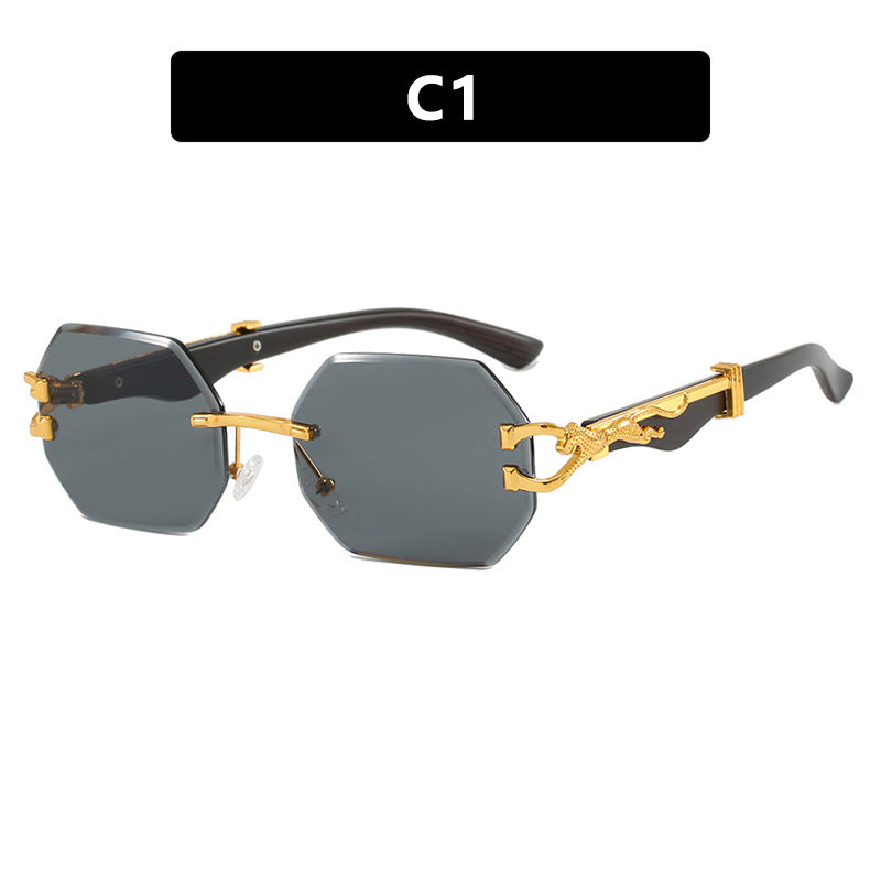 Damen modische Sonnenbrille mit extravagantem achteckigem Design und goldenen Akzenten Brehn