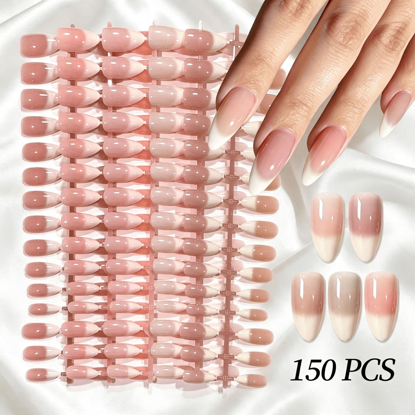 Entfernbares Press-On-Nagelset mit französischem Spitzen Design Brehn