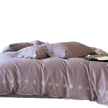 Bettbezug-Set mit feiner Blattstickerei und extraweichem Mako-Satin