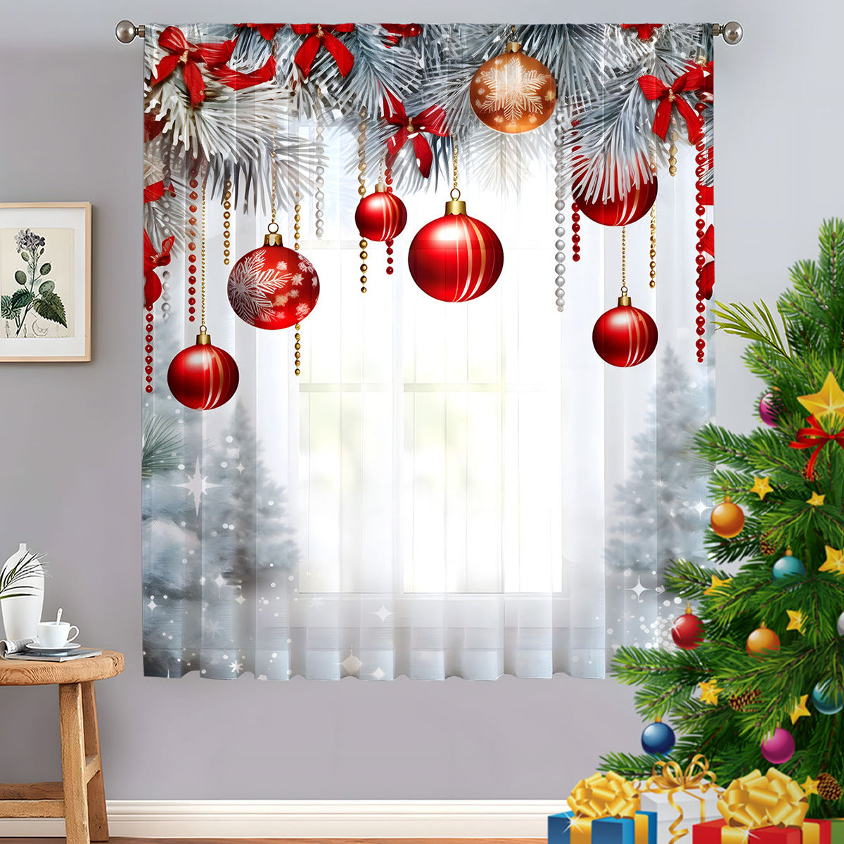 Dekorative florale Druck transparente Gardine