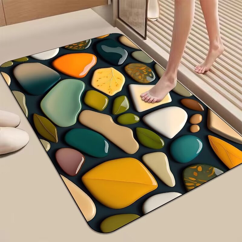 Dekorativer 3D Kieselstein-Design Badematte Brehn