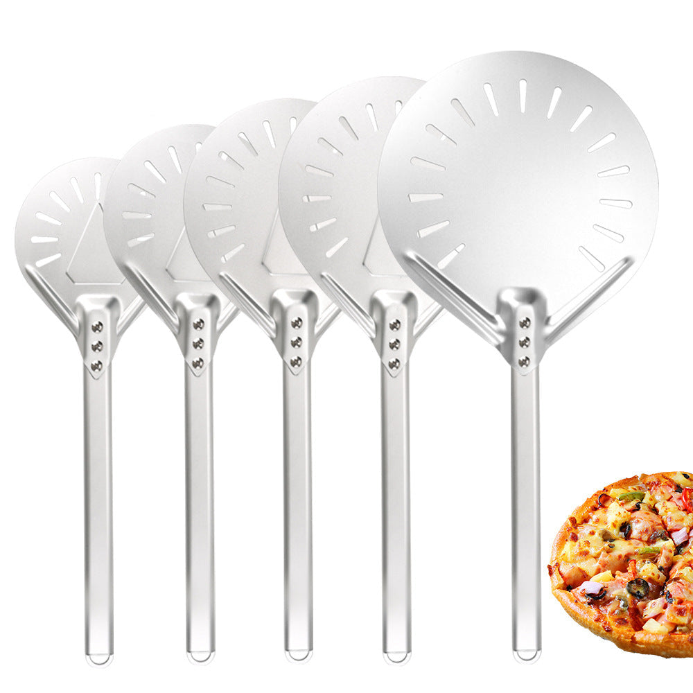 Extra Leichte Faltbare Pizzaschaufel Aus Aluminium mit Gelochter Schaufelfläche und Abnehmbarem Griff Brehn