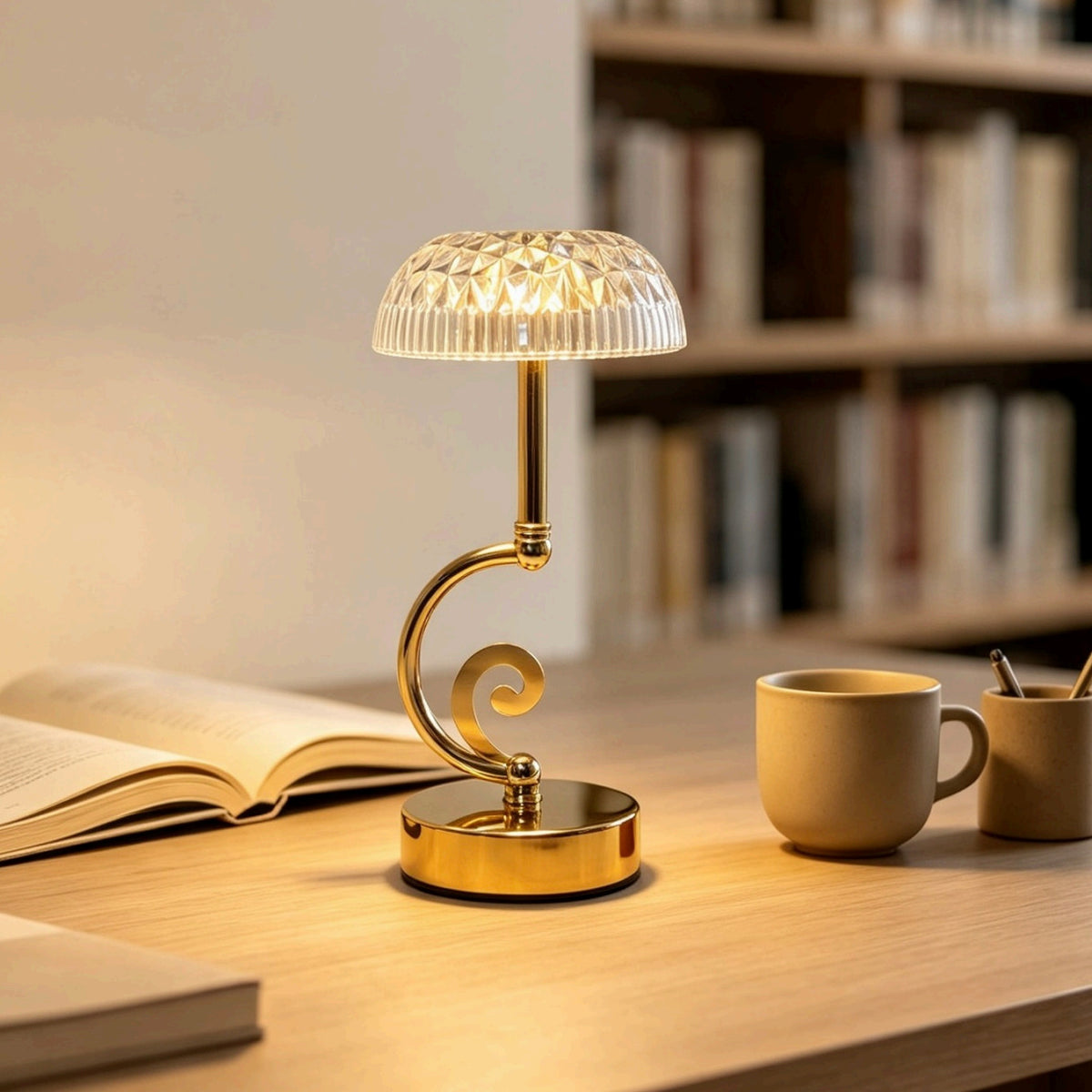 Künstlerische Glastischlampe