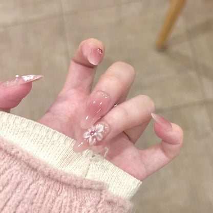 Blumenverzierte Lange Stiletto-Nagelverlängerungen