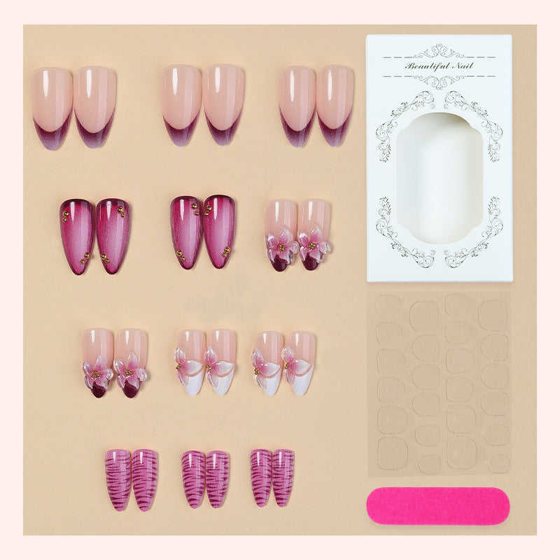 Premium Künstlerischer Press-On Nail Set mit Floral- und Ombre-Design Brehn