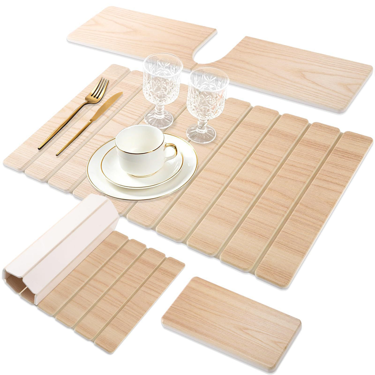Elegante Holzlatten-Badezimmermatte