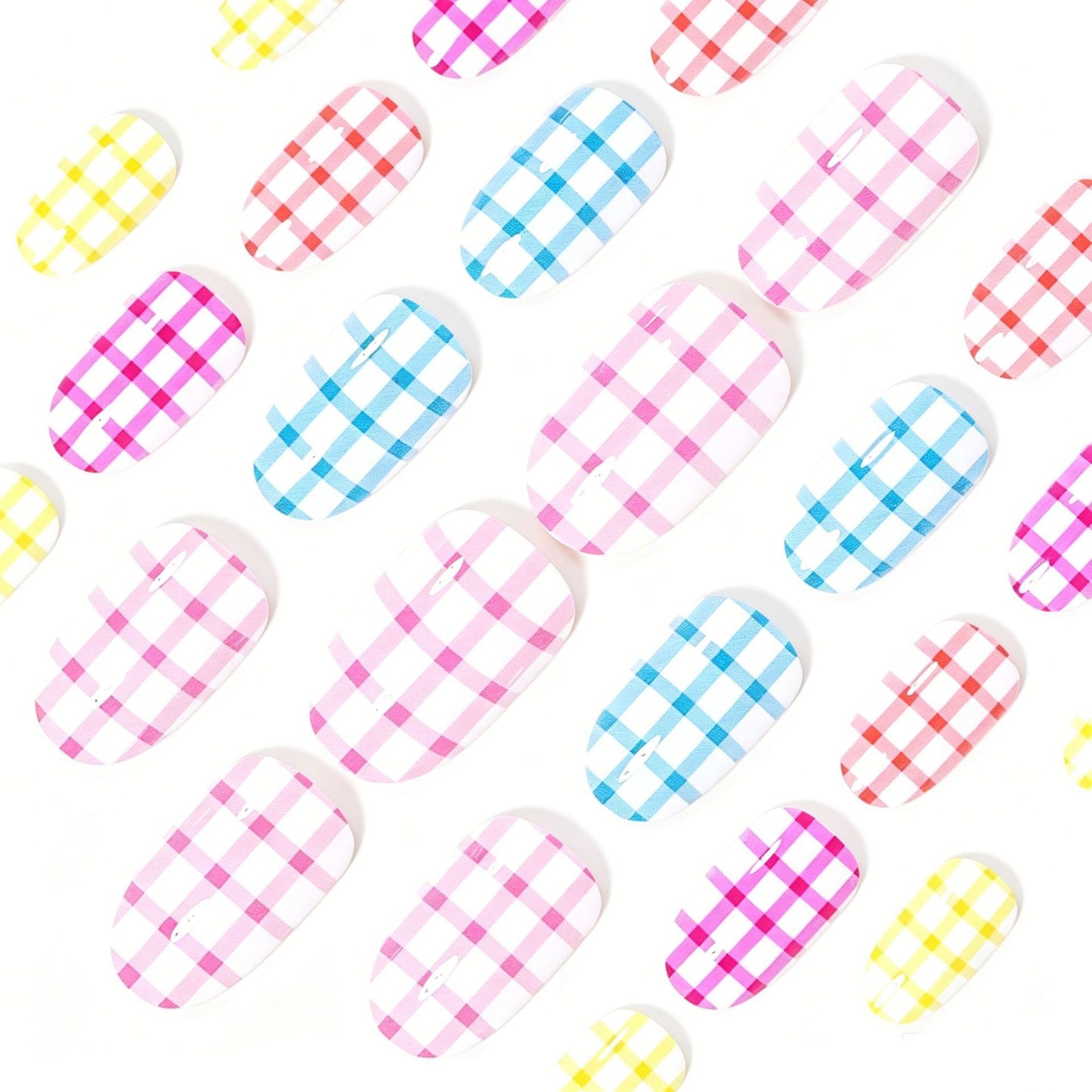 Chic Gingham-Muster Nagelkunst-Wraps Brehn