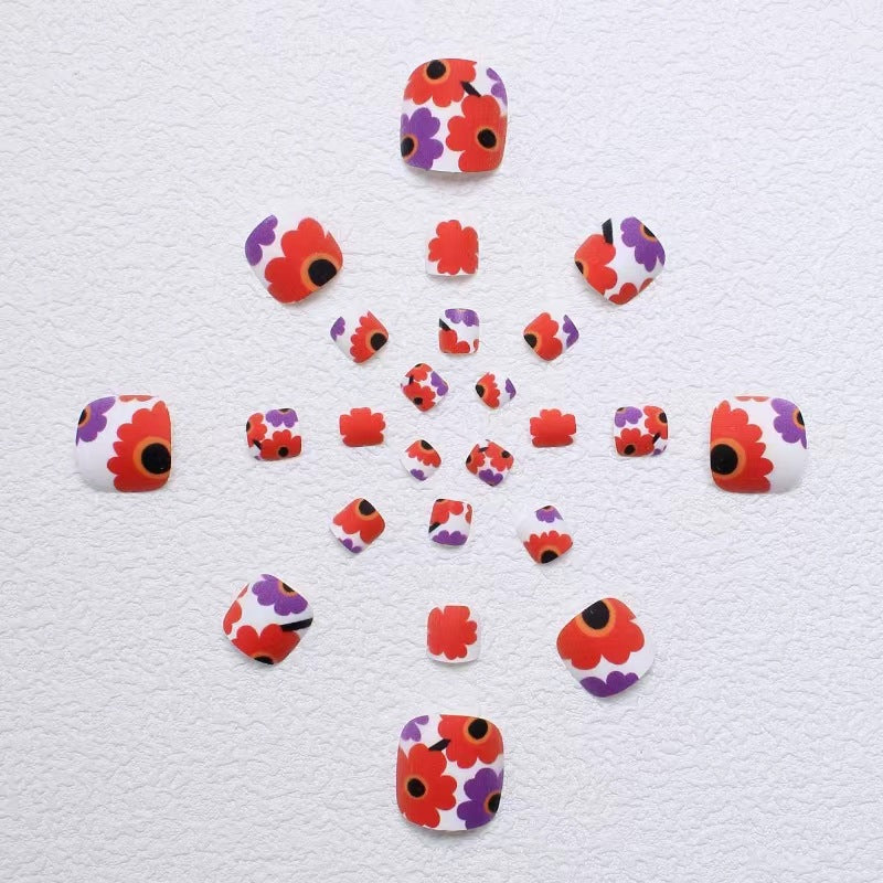 Kreative florale Druck Press-on Zehennägel Brehn
