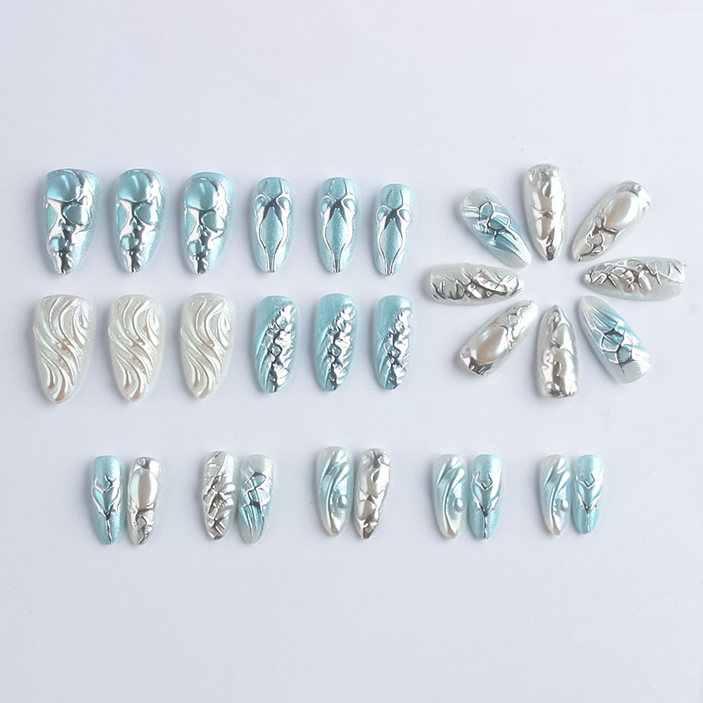 Künstlerisches Metallisches Press-On Nagelset Brehn