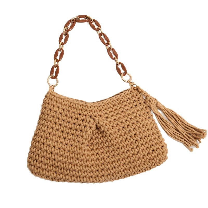 Damen Handgefertigte Schultertasche mit Kettenakzenten Brehn