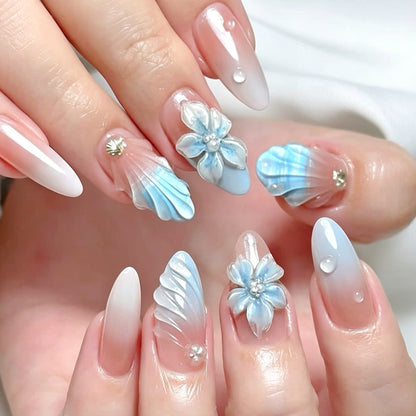 Blumen Skulptierte Acryl Nagelkunst Verlängerungen Brehn