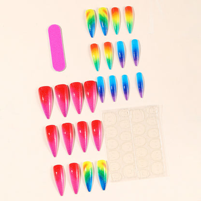 Stiletto Regenbogen Ombre Nagelkunst Verlängerungen Brehn