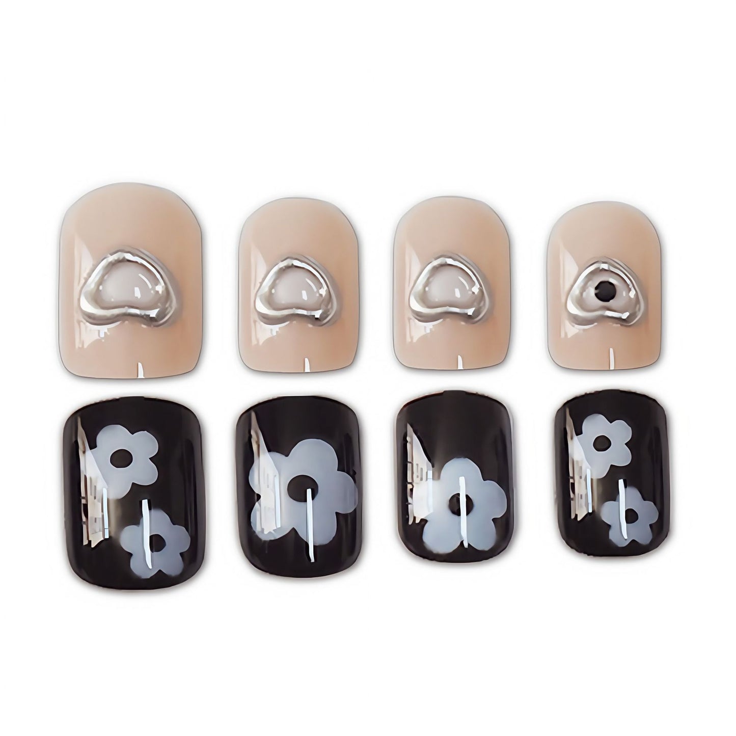 Künstlerische Herz-inspirierte Nagelkunstverlängerungen Brehn