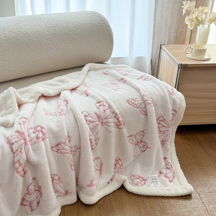Weiches Plüsch Butterfliegenmuster Wurfdecke