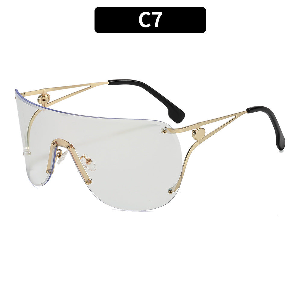 Damen visierartige Sonnenbrille mit elegantem Metallgestell Brehn