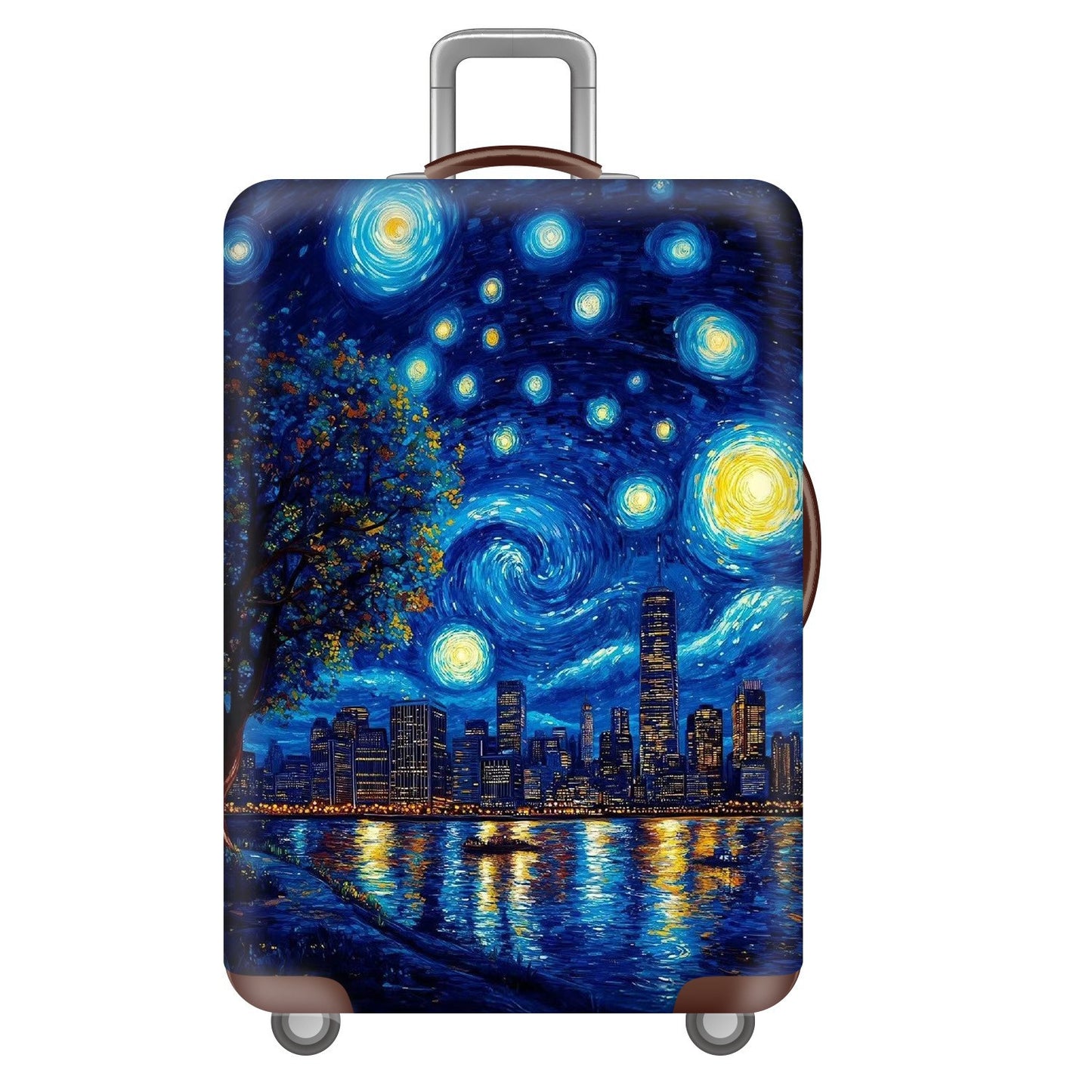 Unisex nan elastische Kofferhülle mit Sternenhimmel-Stadtmotiv, dehnbarer Schutzbezug für Trolley-Reisegepäck Brehn