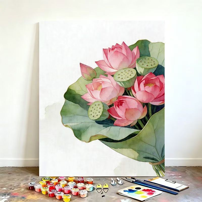 Aquarell Lotusblume Leinwand Kunstset Brehn