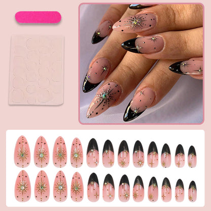 Kunstnagelset mit eleganten 3D-Sternen und Glitzerakzenten Brehn