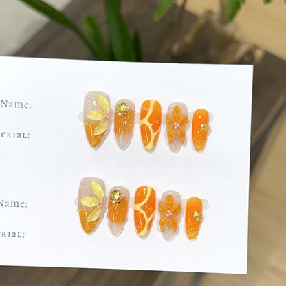 Künstlerisches florales Design Press-On Nagelset