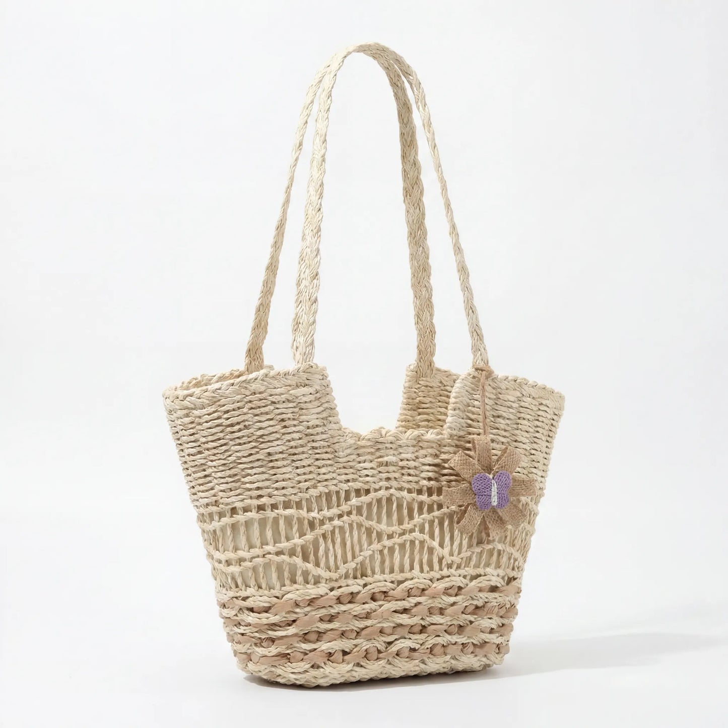 Handgewebte Basttasche mit Einzigartigem Blumendetail Brehn