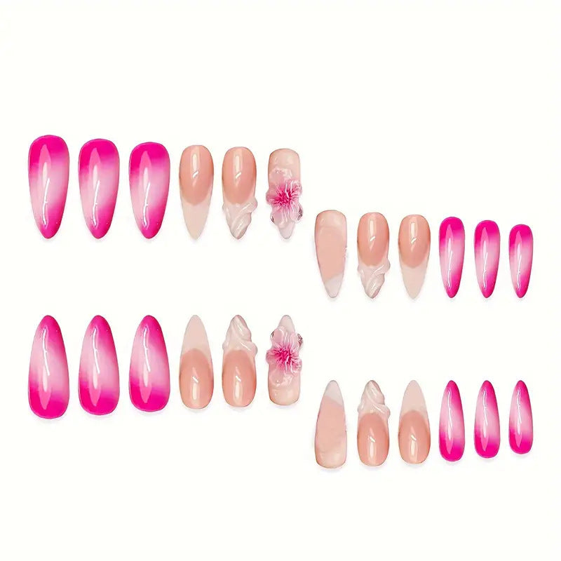 Detaillierte florale Press-On Nagelkunst Brehn