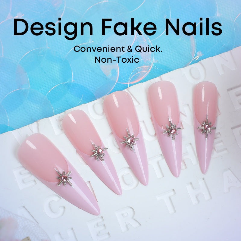 Kunstnagelset mit elegantem Glitzer- und floralem Design Brehn