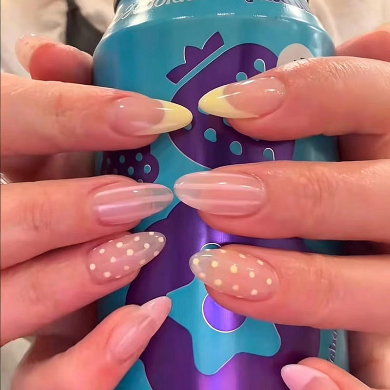 Künstlerisches Press-On-Nagelset mit Punkten und Ombre-Design Brehn