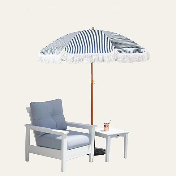 Damen Sonnenschirm mit Quasten und gestreiftem Design Brehn