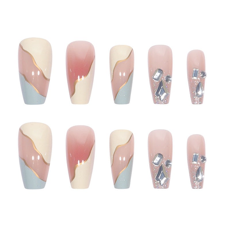 Elegante Stiletto Press-On Nail Art mit geometrischem Design Brehn
