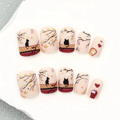 Halloween Kunstnagelset mit kreativen Motiven und glitzernden Details Brehn