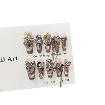 Glamouröse Strass Press-On Nagelkunst Set