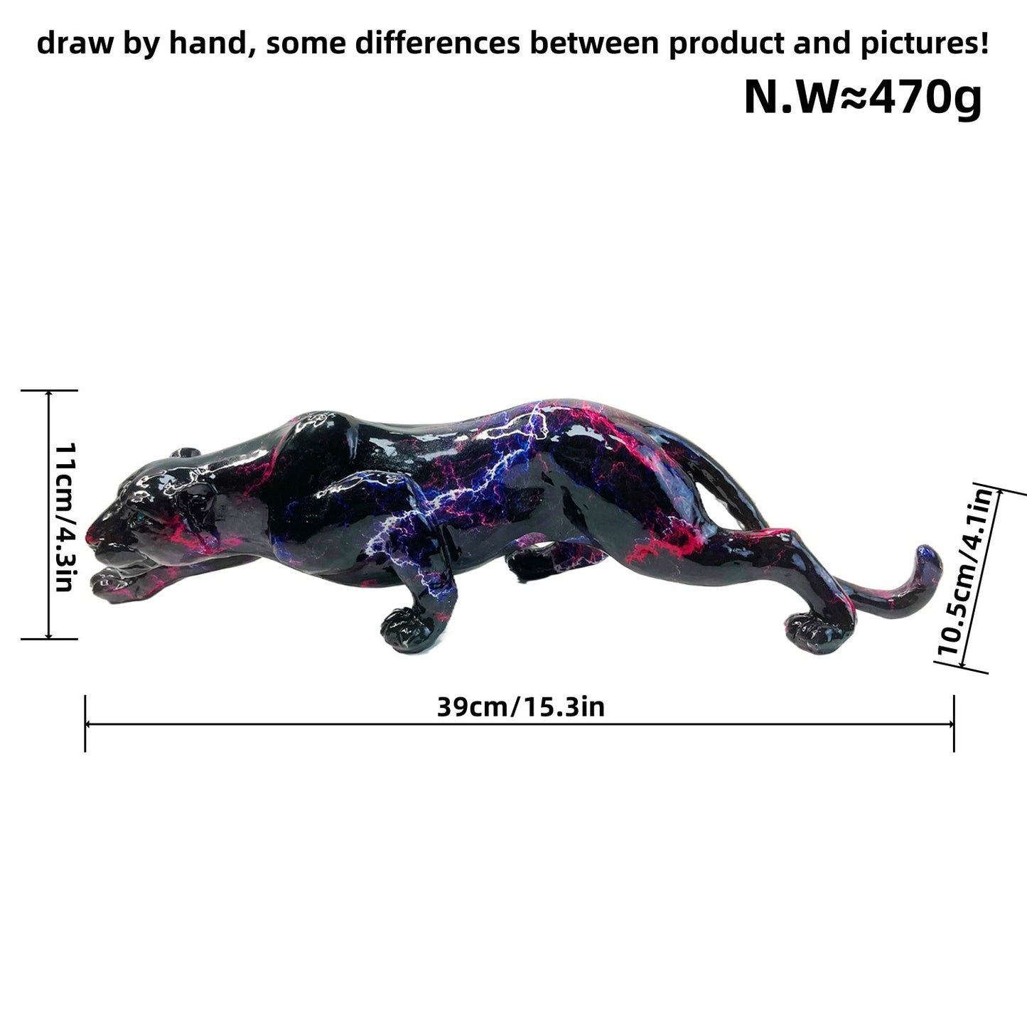 Kunstvolle und bunte Tierfigur in Pantherform Brehn