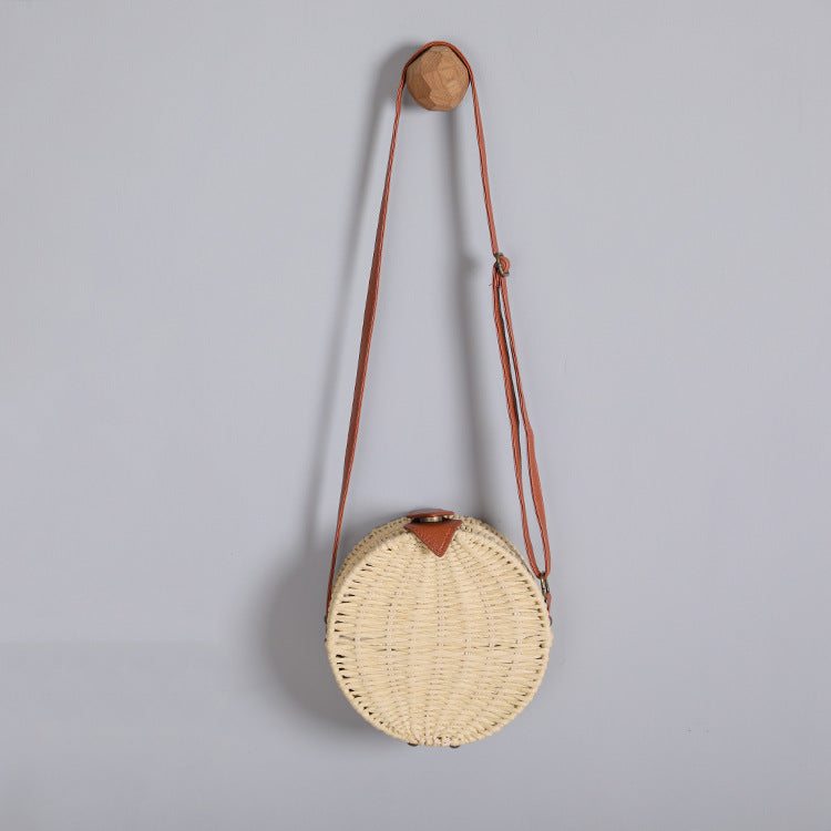 Runde Korbtasche mit Lederakzenten Brehn