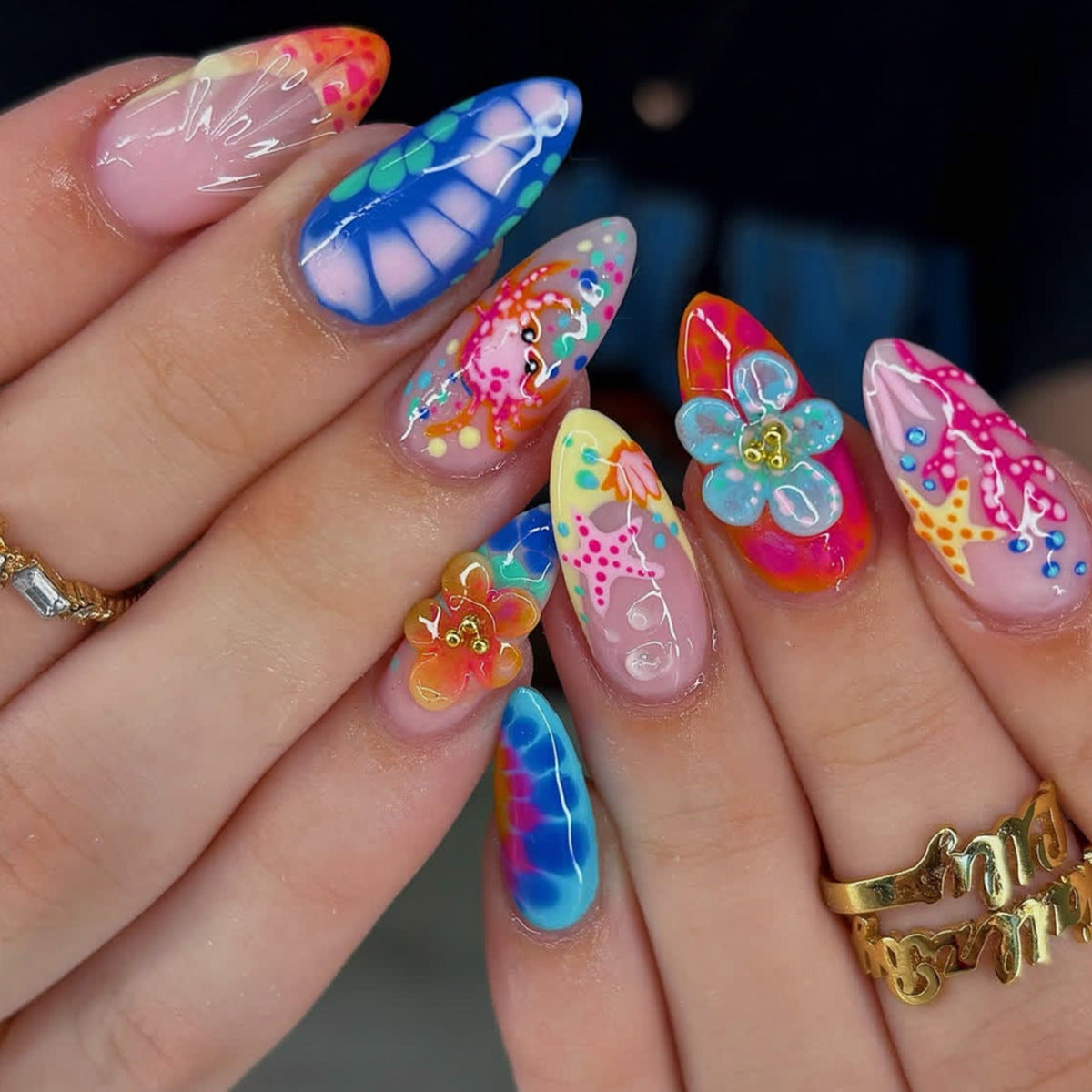 Bunte Künstlerische 3D Nagelkunst Verlängerungen Brehn