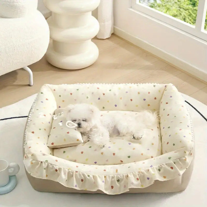 Premium Gemütliches Hundebett mit Rüschenkanten