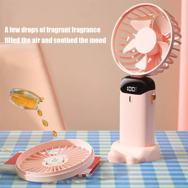 Unisex Einheitsgröße faltbarer wiederaufladbarer Handventilator mit LED-Batteriestatusanzeige und abnehmbarer Ladestation Brehn