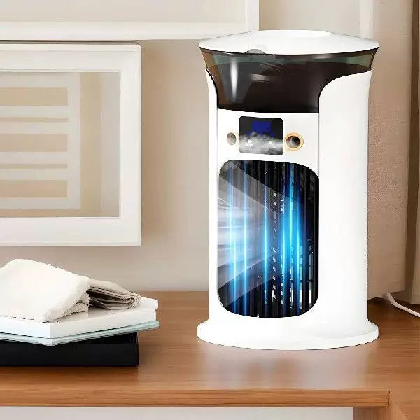 Unisex Einheitsgröße kompakter zylindrischer digitaler persönlicher Kühlventilator mit programmierbarem LED-Display und mehrstufigen Geschwindigkeitsstufen Brehn