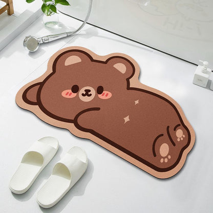 Cloud-Shaped Absorbent Microfiber Anti-Slip Bath Mat with Coastal Wave Print