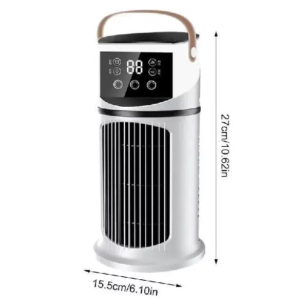 Unisex Einheitsgröße wiederaufladbarer Turm Klimaf ventilator mit Touch-LED-Steuerung integriertem befeuchtenden Reservoir und Leder-Tragegriff Brehn
