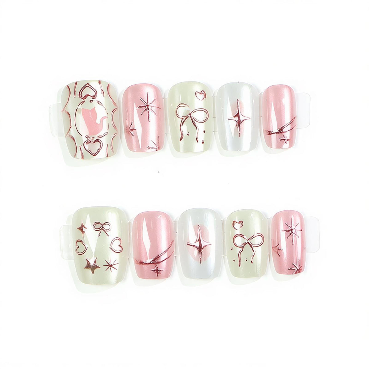 Dekoratives Press-On Nagelkunstset mit Glitzerakzenten Brehn