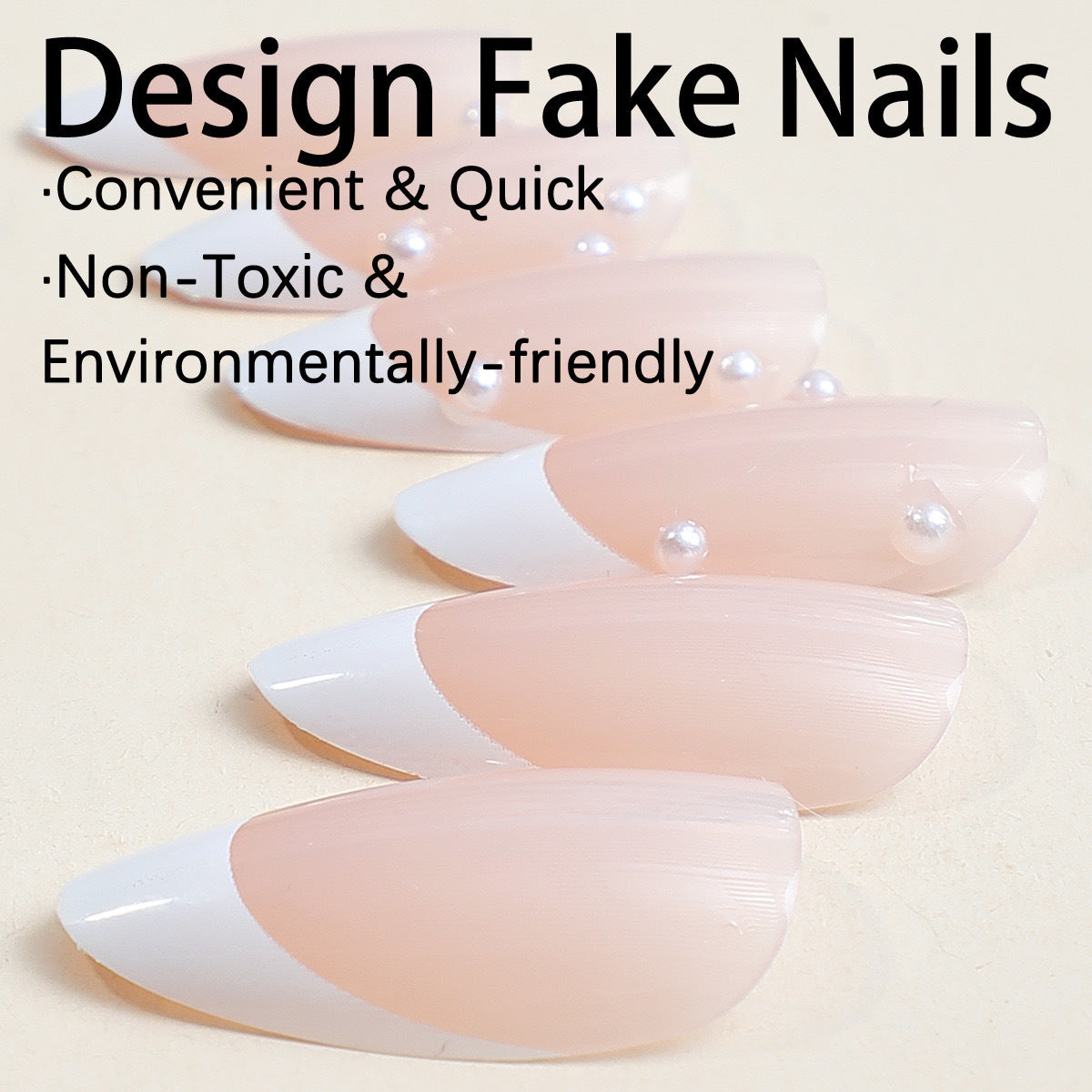 Kunstnagelset mit eleganten Spitzen und Perlenverzierungen Brehn