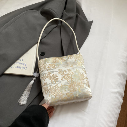 Elegante floral bedruckte Handtasche